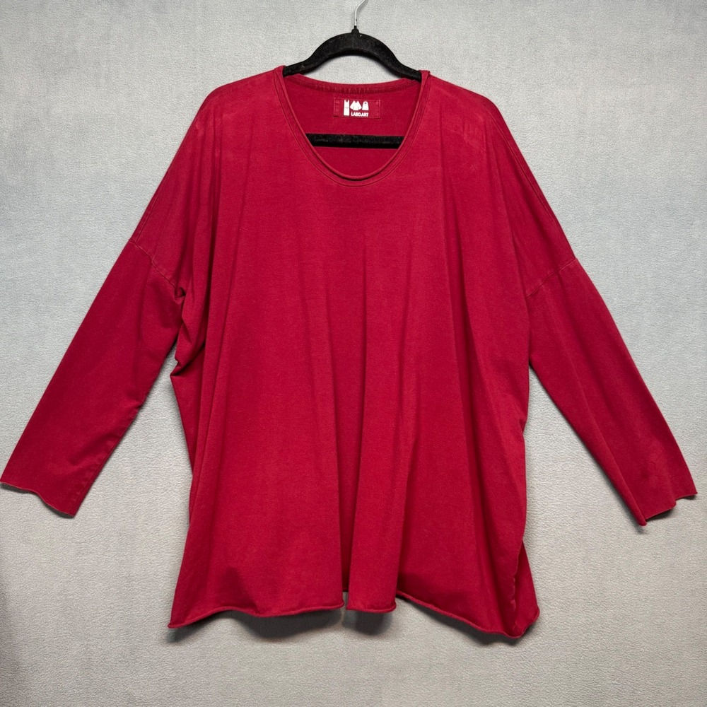 Labo.Art Oversized Boxy Drop Shoulder Long Sleeve T-Shirt Cotton Italy OS Red
